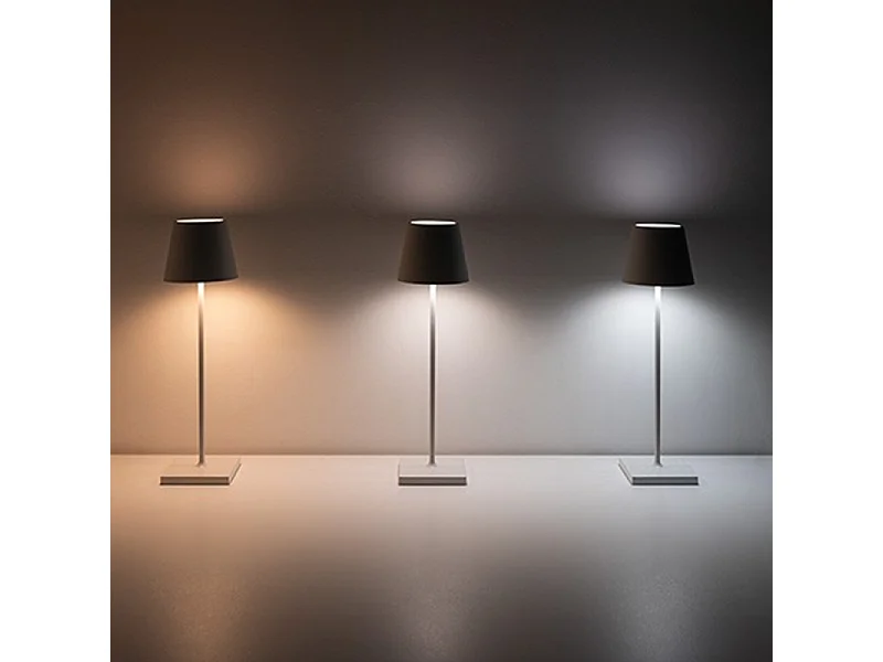 Poldina Pro Black LED-Tischleuchte, wiederaufladbar und dimmbar, mit einer Akkulaufzeit von bis zu 12 Stunden. Geeignet für den Außenbereich, IP65.