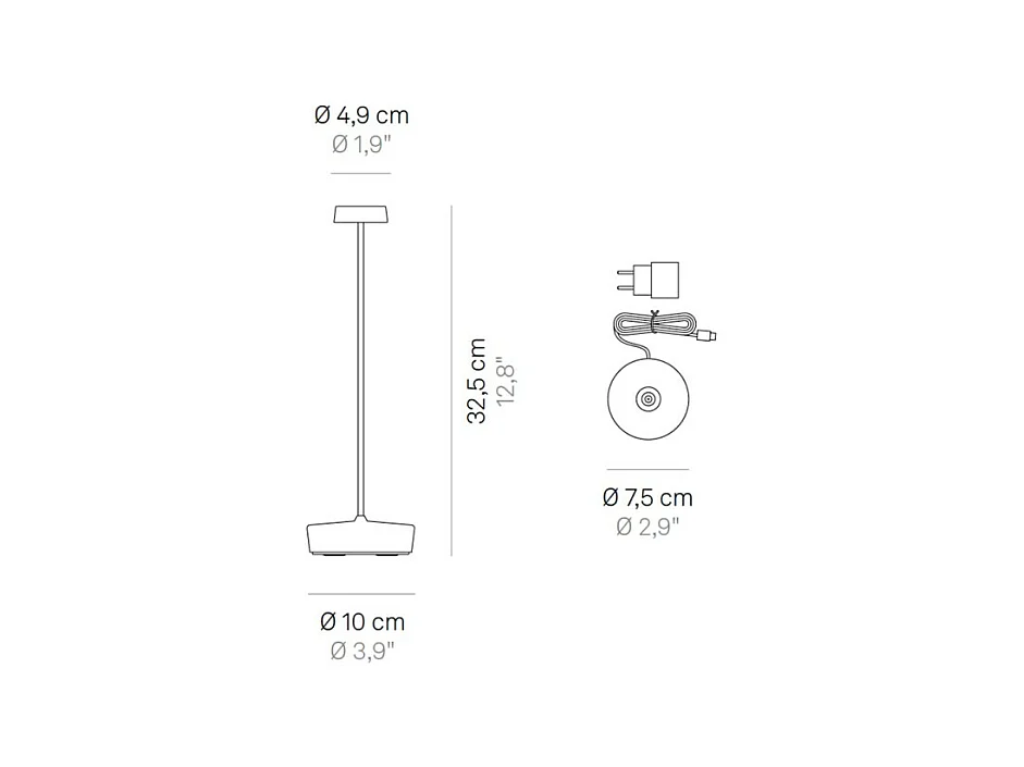 Swap Pro Corten wiederaufladbare und dimmbare LED-Tischleuchte