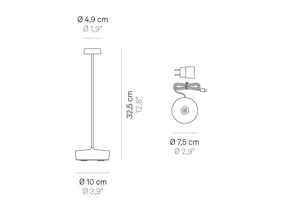 Lampada a led da tavolo Swap Pro Corten ricaricabile e dimmerabile