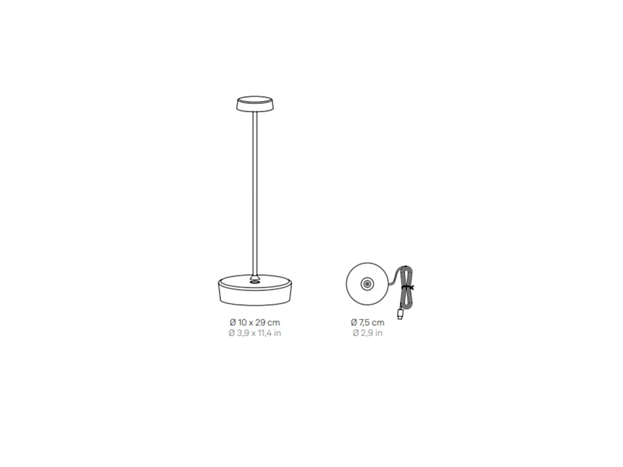 Lampada a led da tavolo Swap Pro Corten ricaricabile e dimmerabile