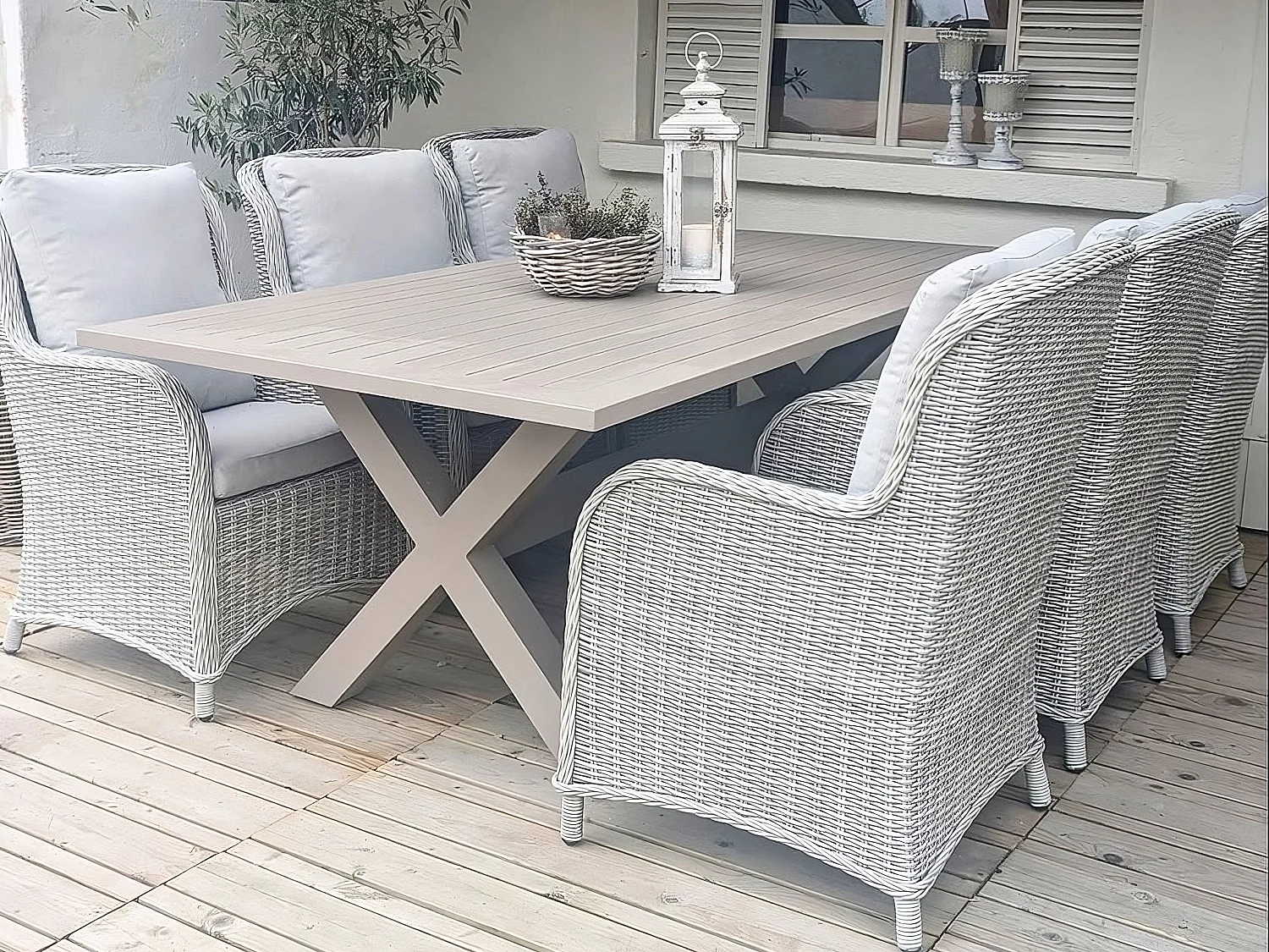 Table de salle à manger de jardin CASCAIS 200 cm 105 cm Métal Taupe