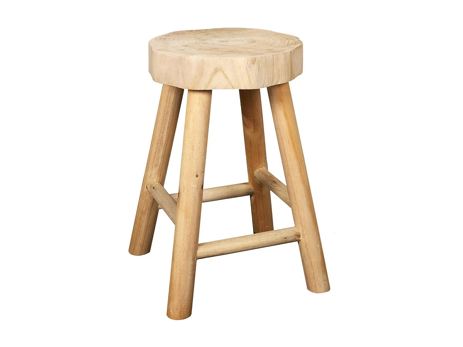 VOLNA - Lot de 4 Tabourets en Bois de Paulownia