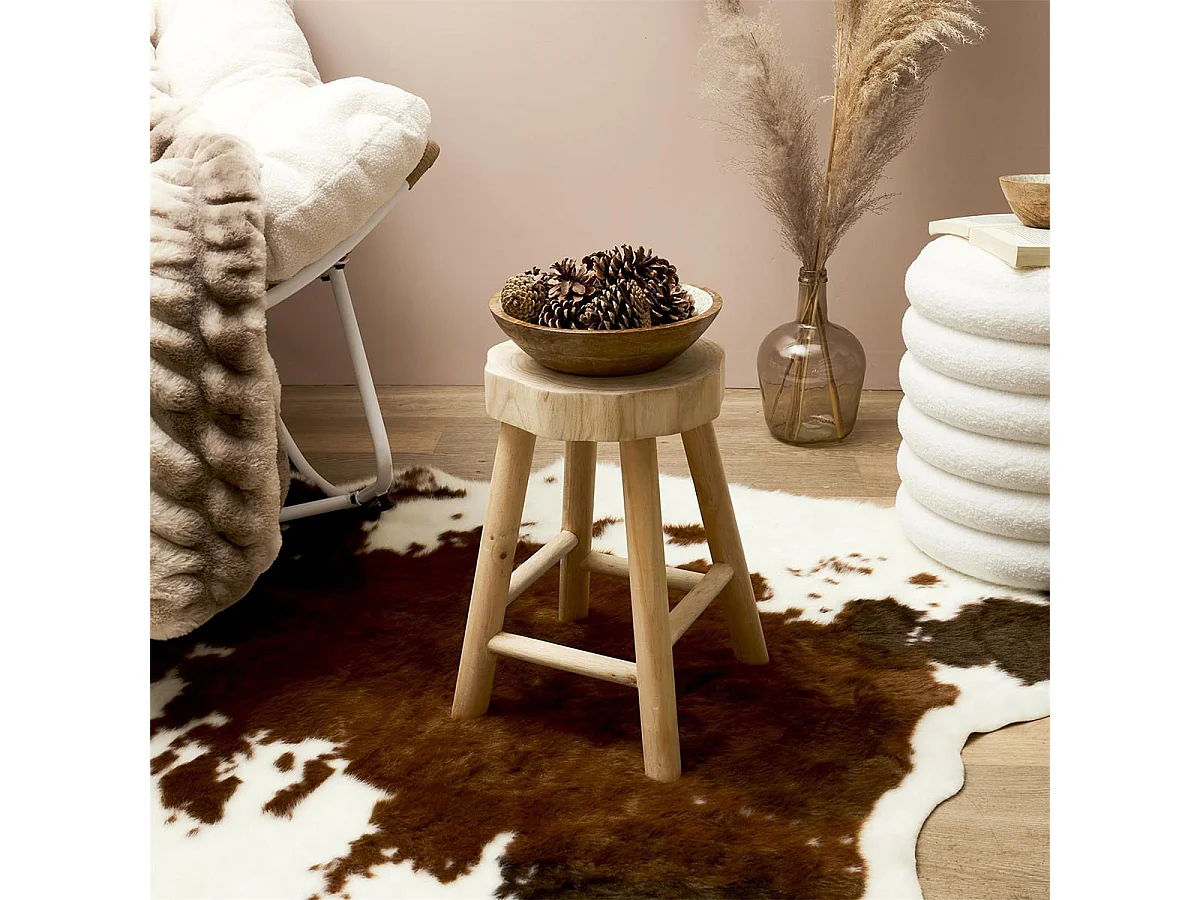 VOLNA - Lot de 4 Tabourets en Bois de Paulownia