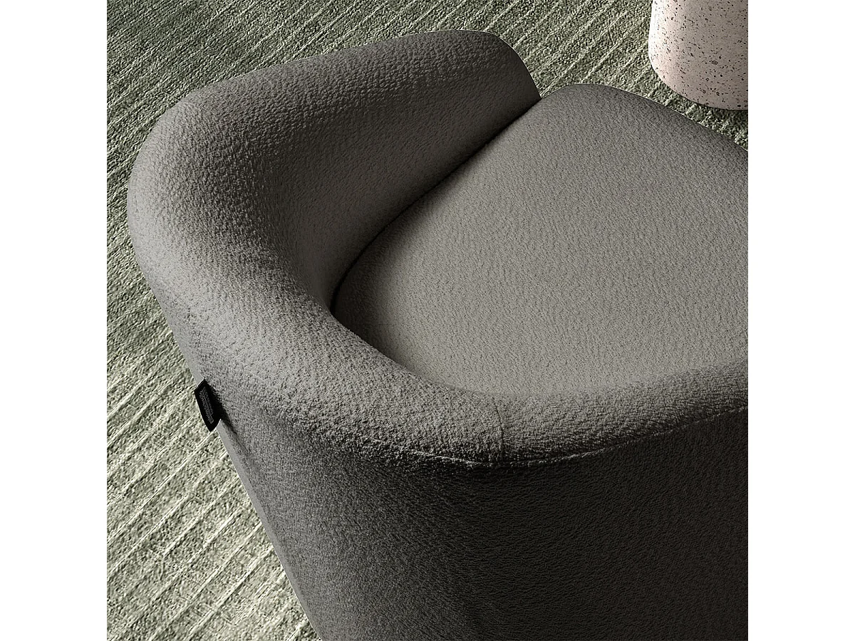 MAGDALENA - Fauteuil Pivotant Tissu Bouclette Gris Foncé