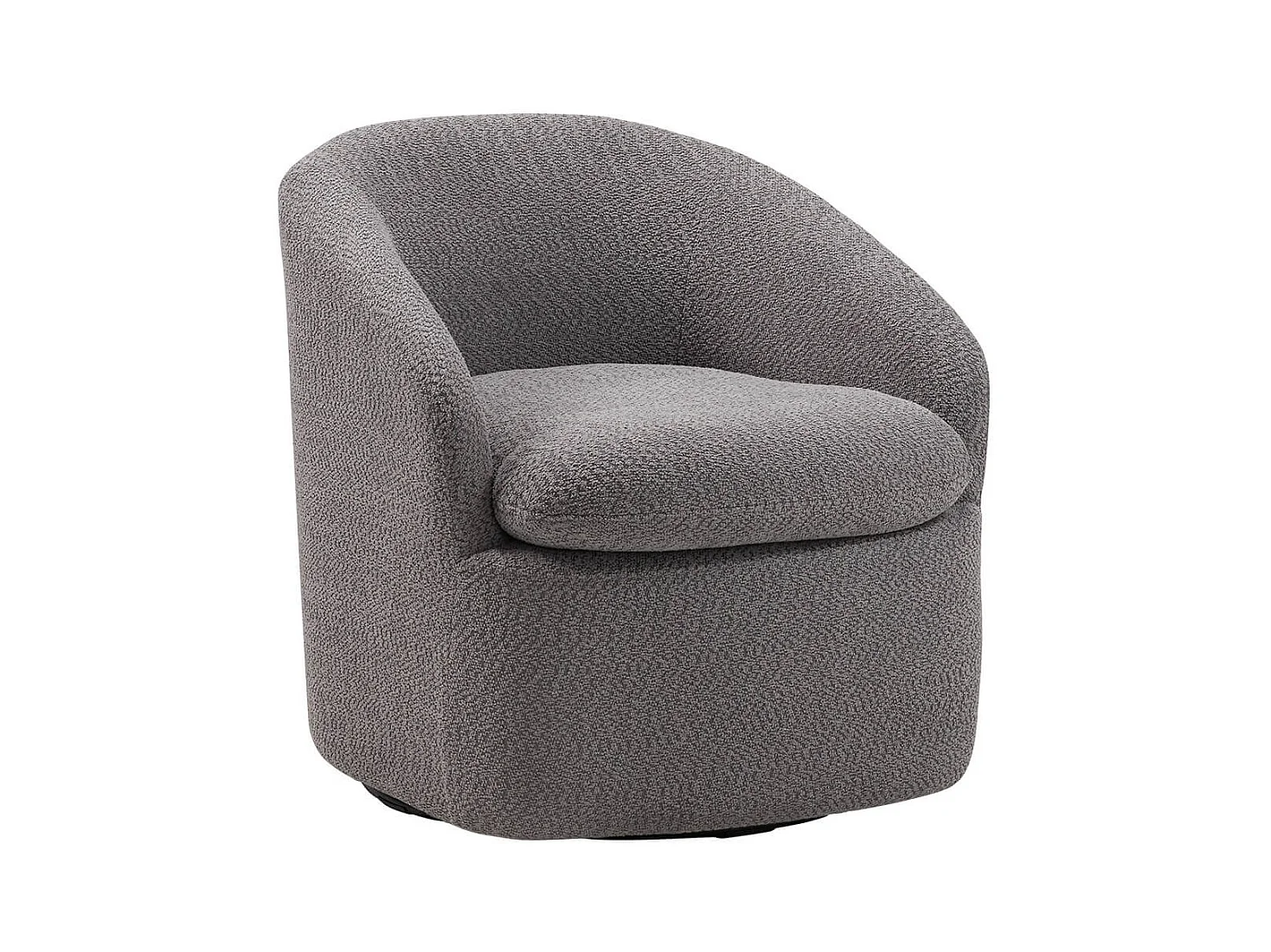 MAGDALENA - Fauteuil Pivotant Tissu Bouclette Gris Foncé