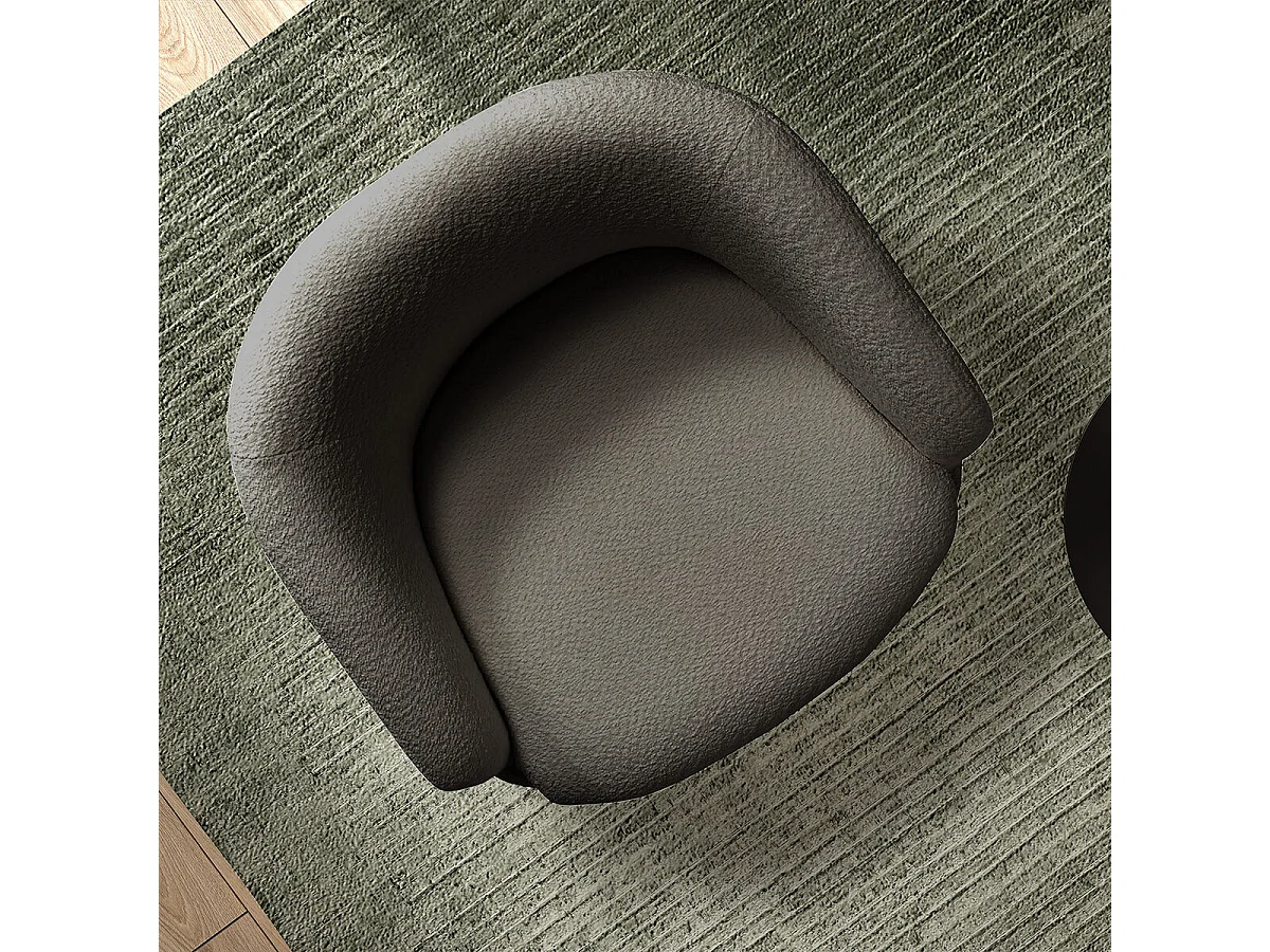 MAGDALENA - Fauteuil Pivotant Tissu Bouclette Gris Foncé