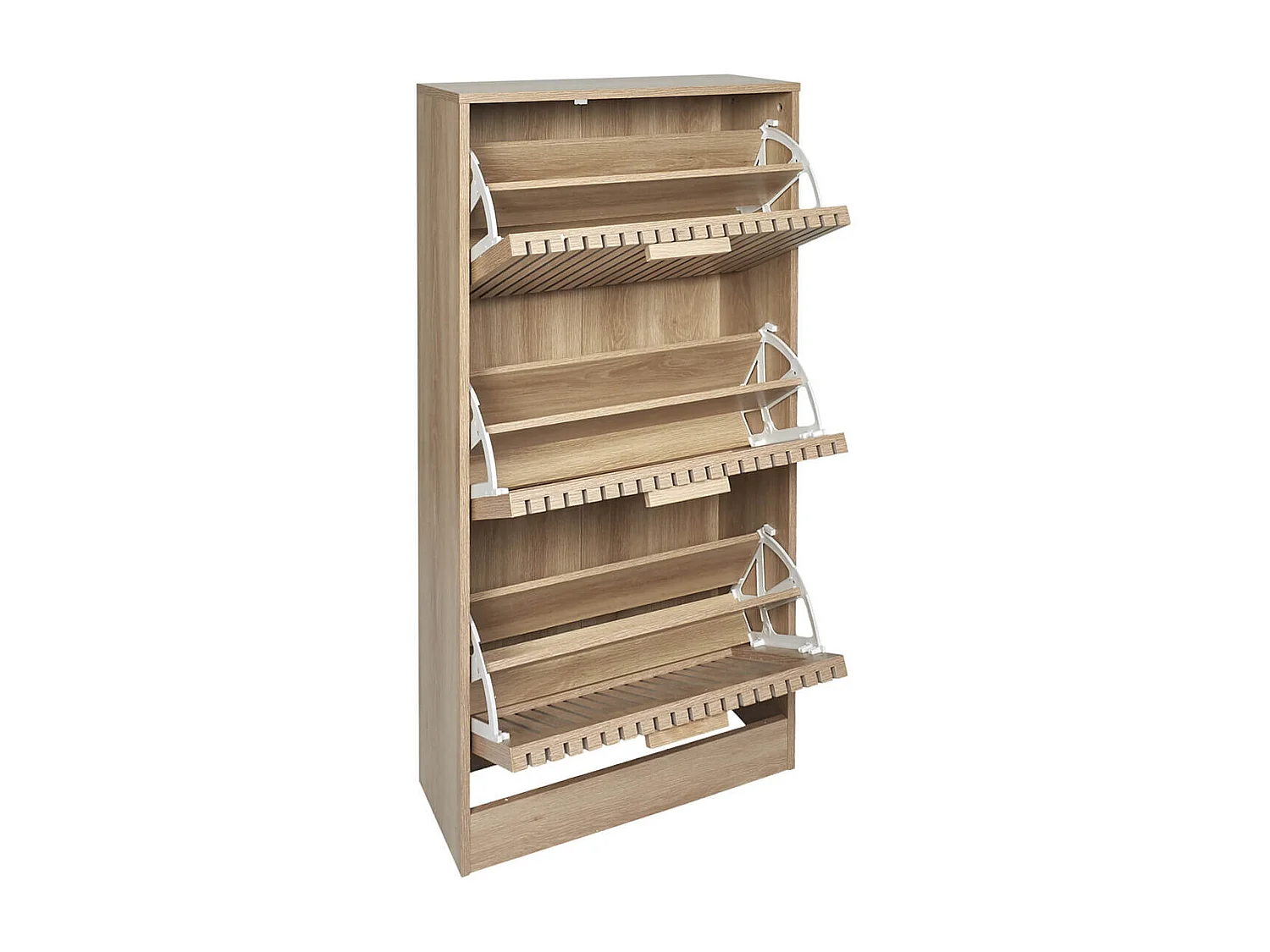 PAJAN - Meuble à Chaussures 3 Portes Basculantes Effet Bois avec Tasseaux