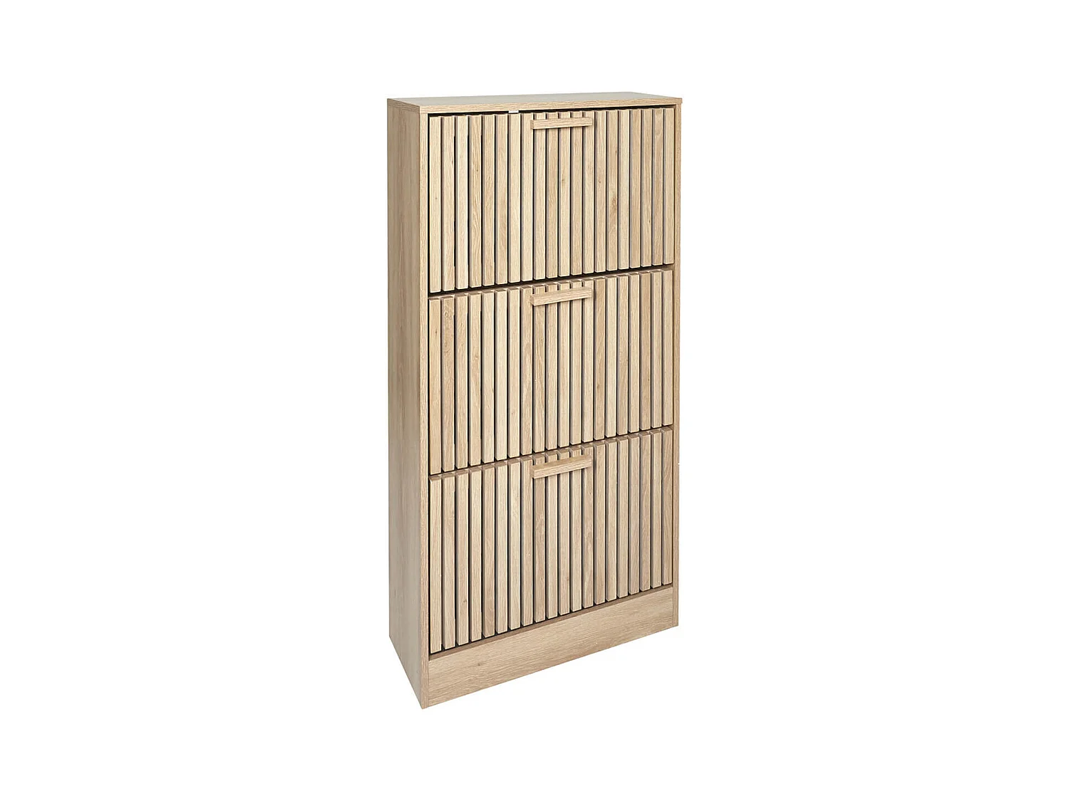 PAJAN - Meuble à Chaussures 3 Portes Basculantes Effet Bois avec Tasseaux