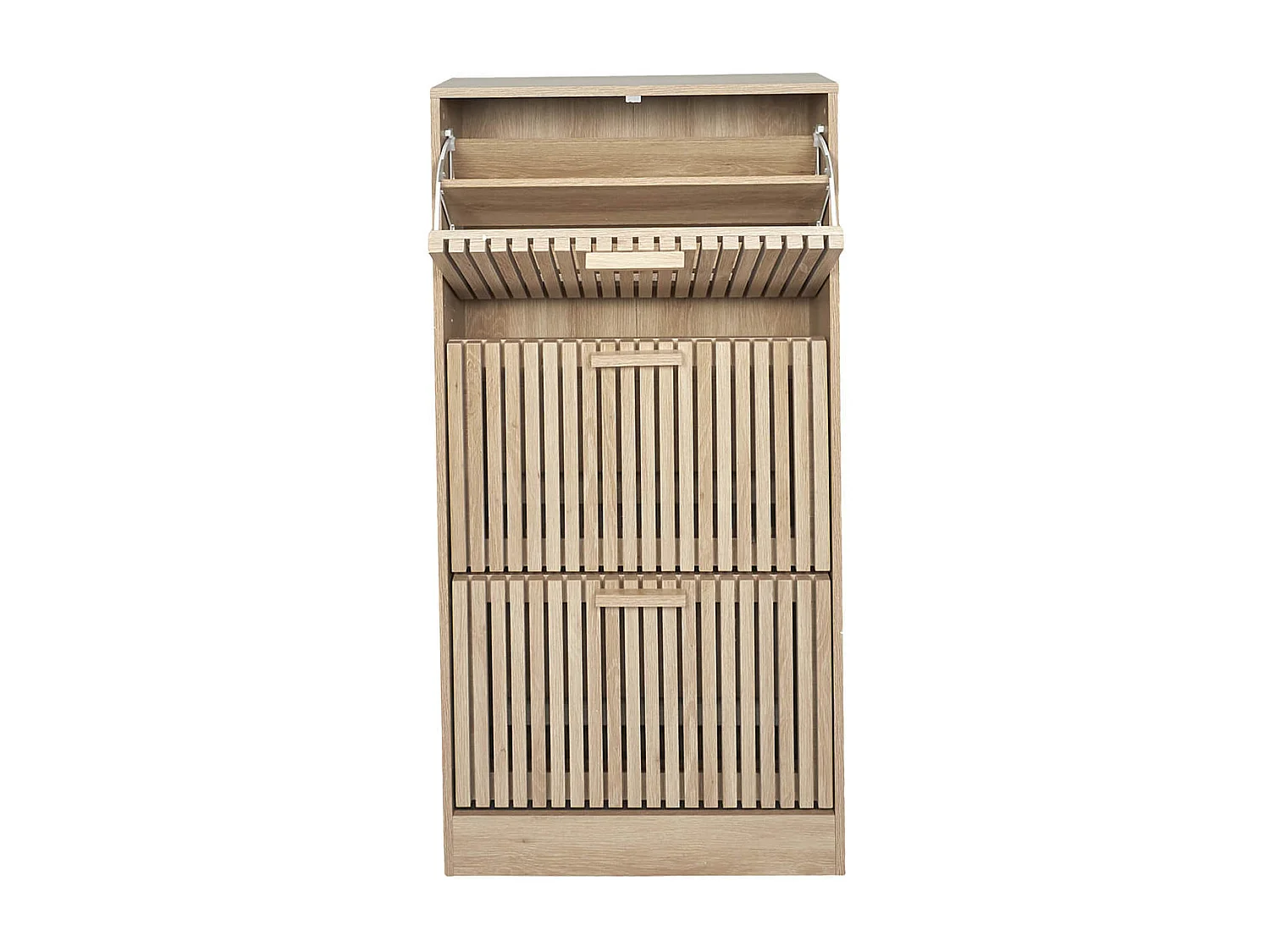 PAJAN - Meuble à Chaussures 3 Portes Basculantes Effet Bois avec Tasseaux