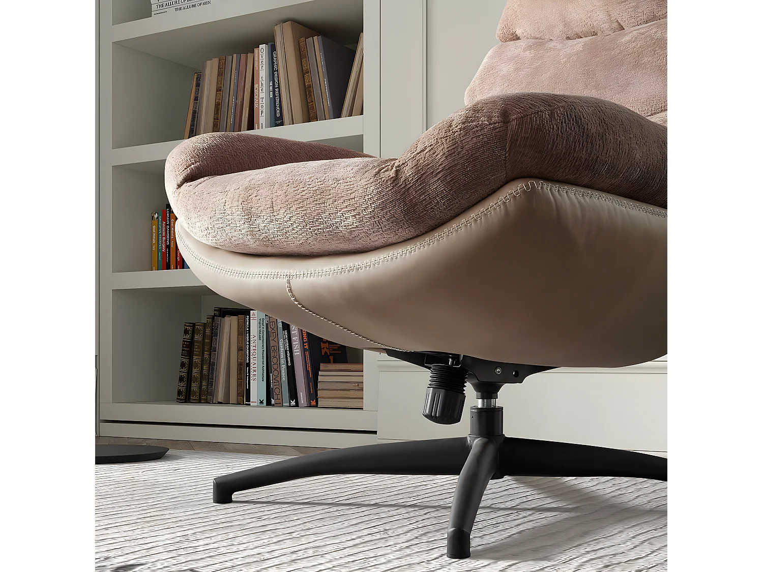 VIGO - Fauteuil Pivotant  avec Repose Pieds Bi-Matière Saumon