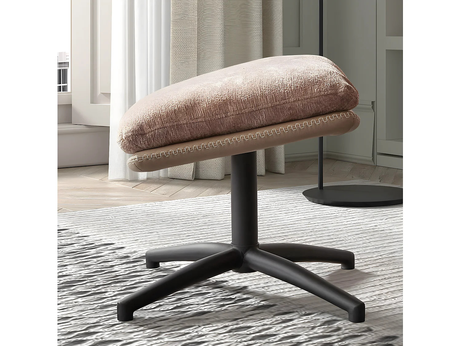 VIGO - Fauteuil Pivotant  avec Repose Pieds Bi-Matière Saumon