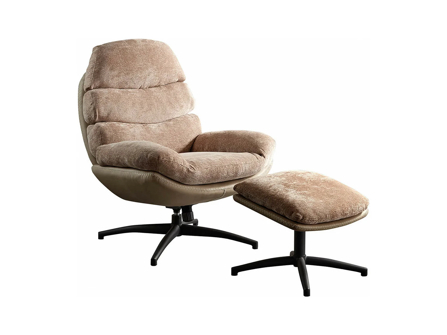 VIGO - Fauteuil Pivotant  avec Repose Pieds Bi-Matière Saumon
