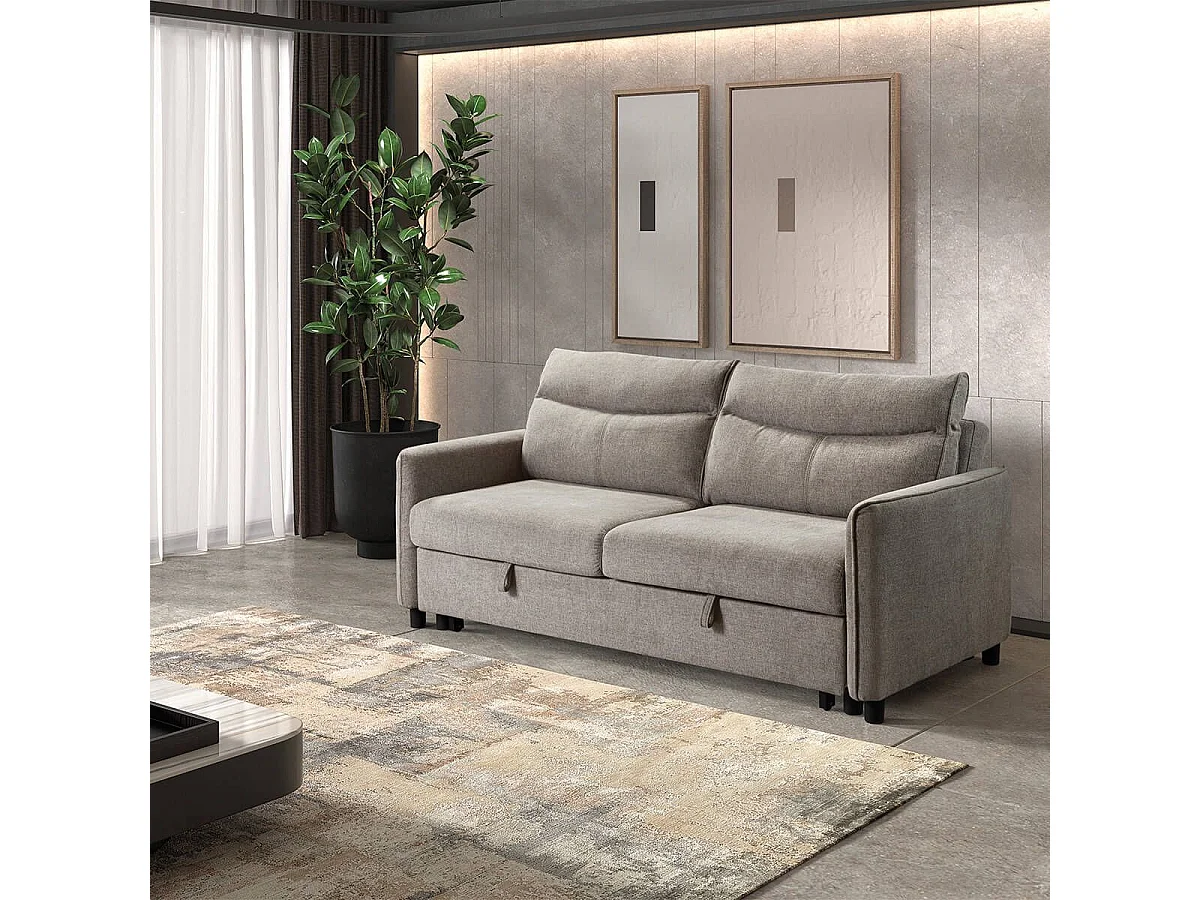 ALTAMIRA - Canapé 3 Places Convertible Tissu Gris Foncé