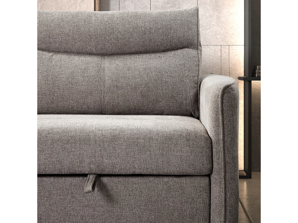 ALTAMIRA - Canapé 3 Places Convertible Tissu Gris Foncé
