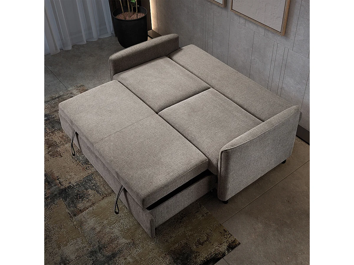 ALTAMIRA - Canapé 3 Places Convertible Tissu Gris Foncé
