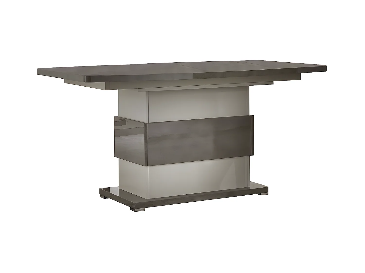 AUXANE - Table Allongeable 160-200cm Gris Metallisé et Gris Mat Pied Central