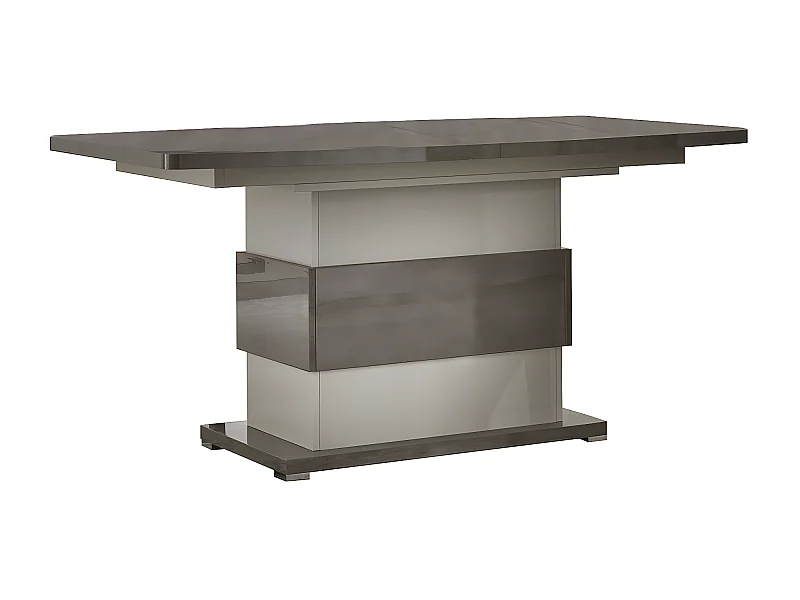 AUXANE - Table Allongeable 160-200cm Gris Metallisé et Gris Mat Pied Central