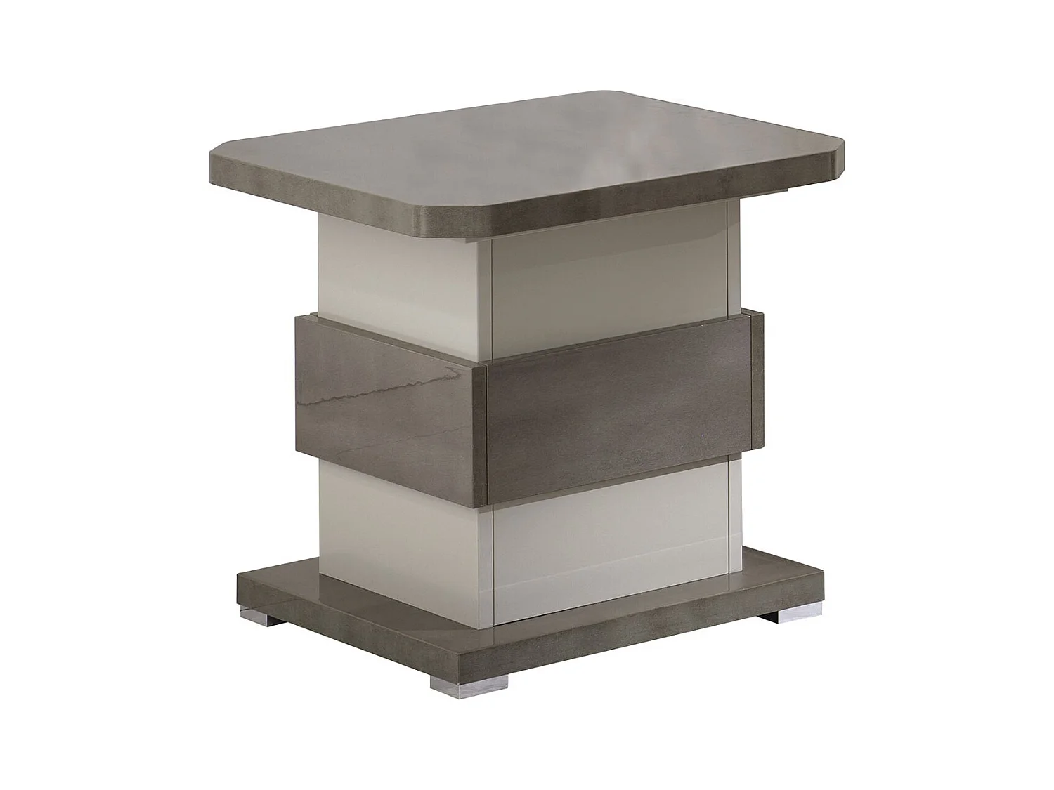 AUXANE - Table d'Appoint Gris Acier Metallisé et Gris Perle Mat