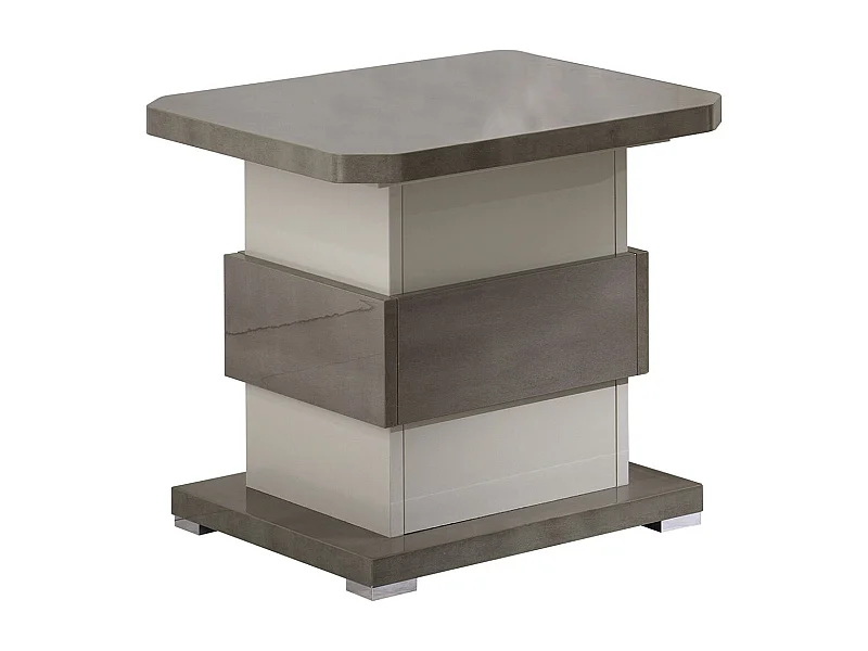 AUXANE - Table d'Appoint Gris Acier Metallisé et Gris Perle Mat