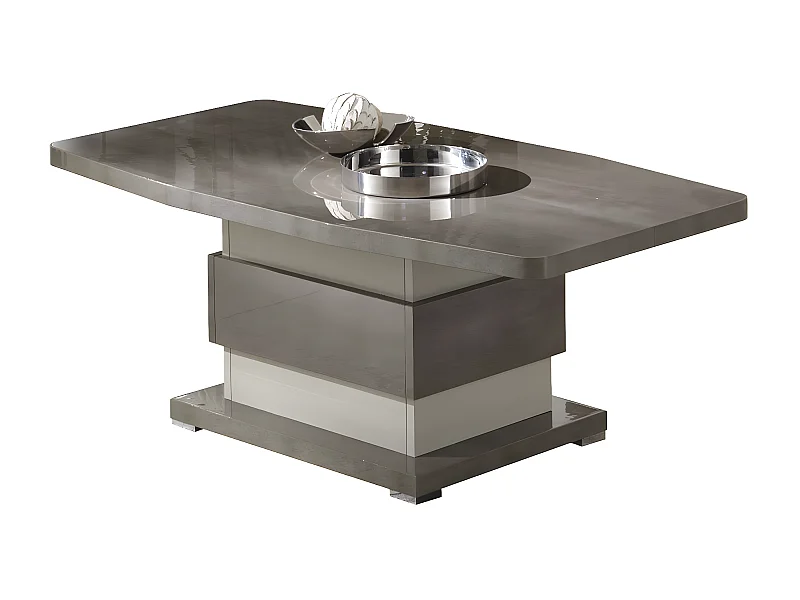 AUXANE - Table Basse Gris Acier Metallisé et Gris Perle Mat