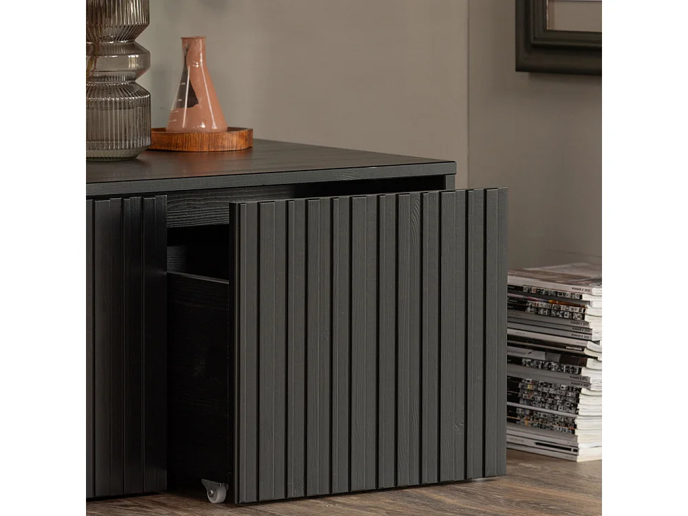 New Gravure - Banc d'entrée avec rangement en bois L88cm - Noir