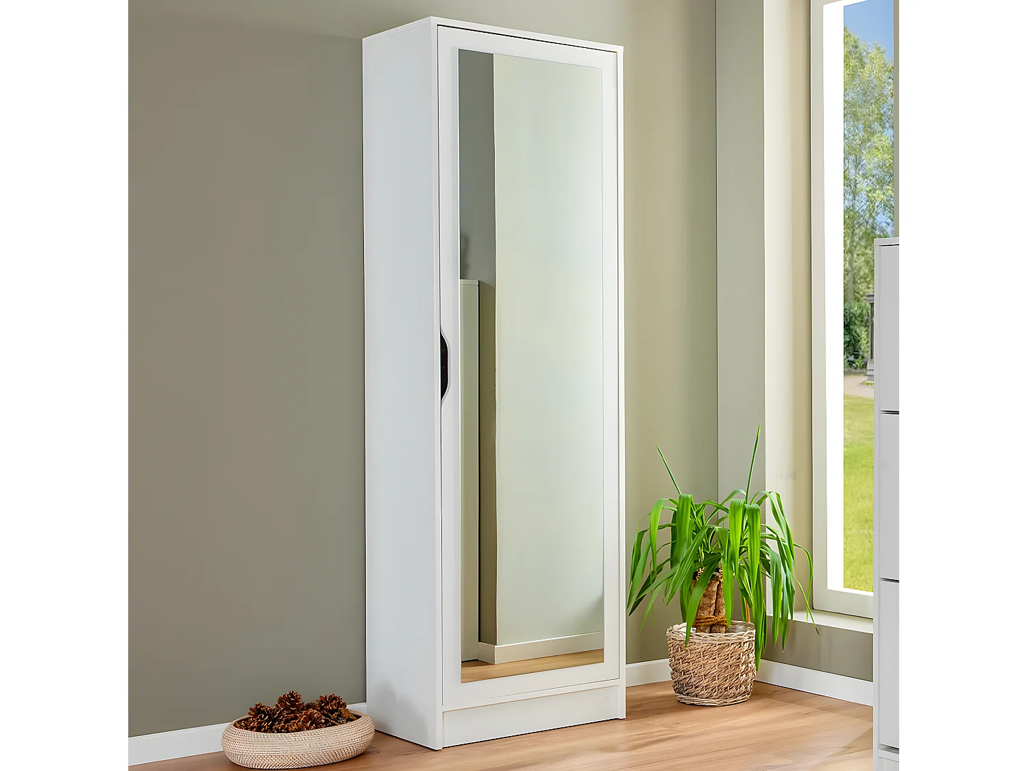 JENNY - Armoires à Chaussures avec Miroir Comprenant 7 Etagères.