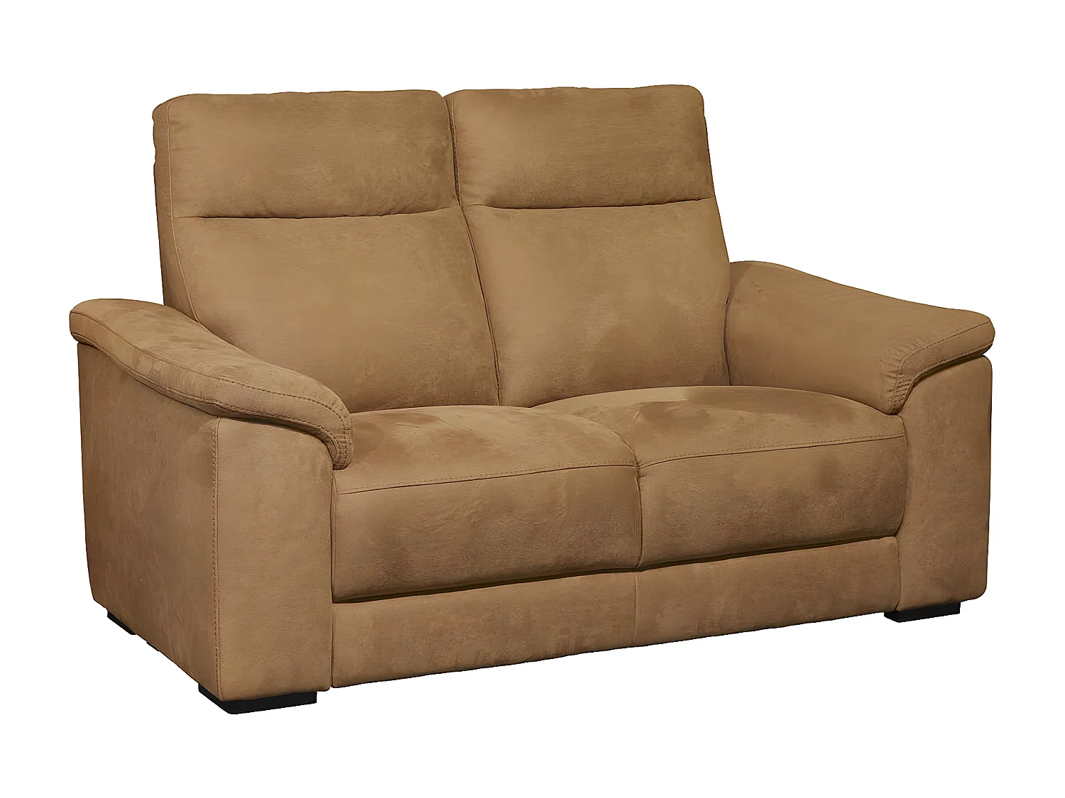 STANLEY - Canapé Fixe 2 Places Tissu Peau de Pêche Cognac