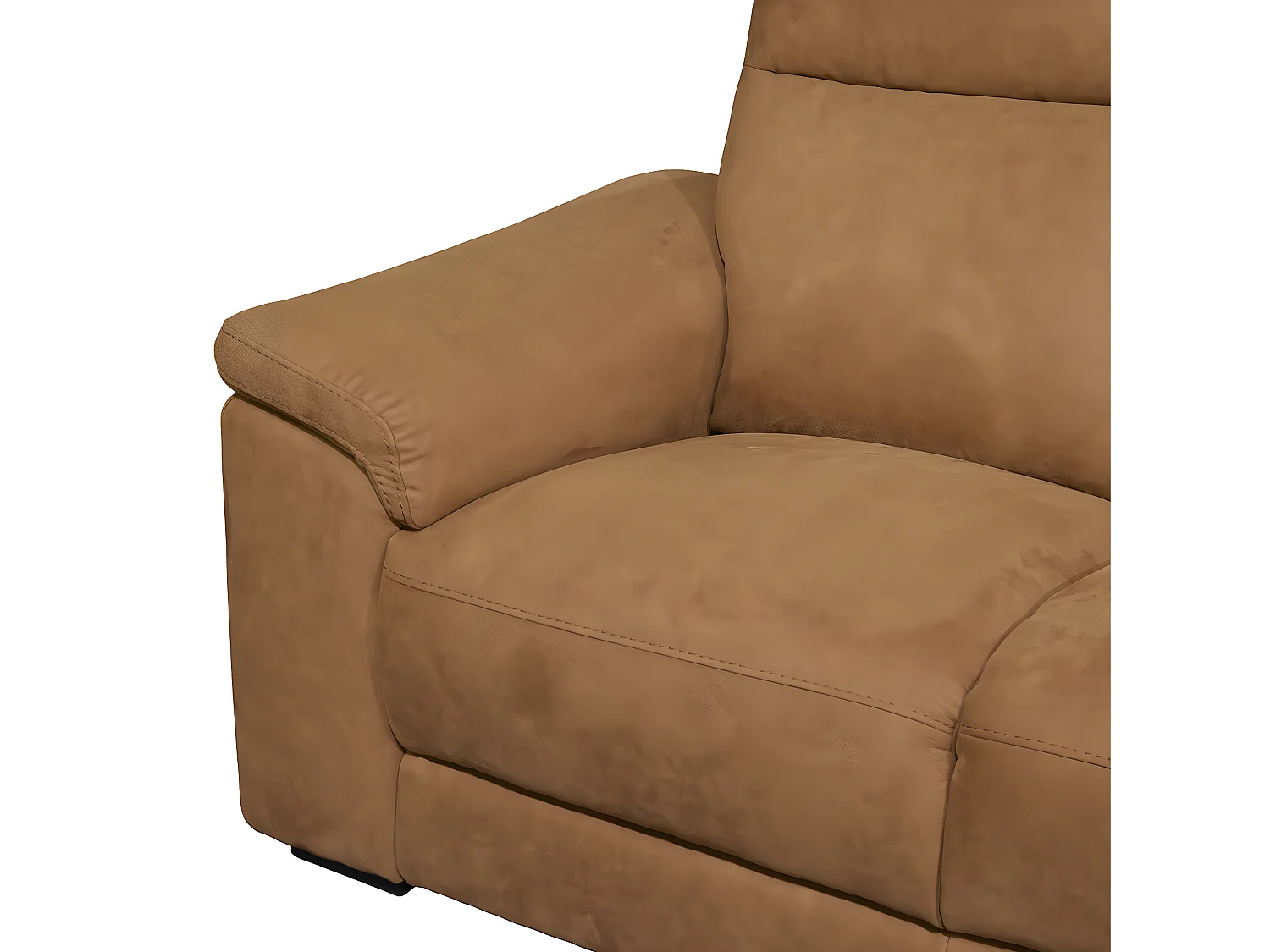 STANLEY - Canapé Fixe 2 Places Tissu Peau de Pêche Cognac