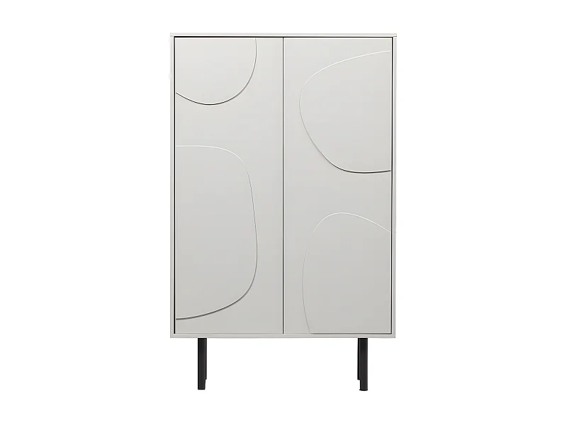 Cadiz - Buffet haut 2 portes en bois H135cm - Grège