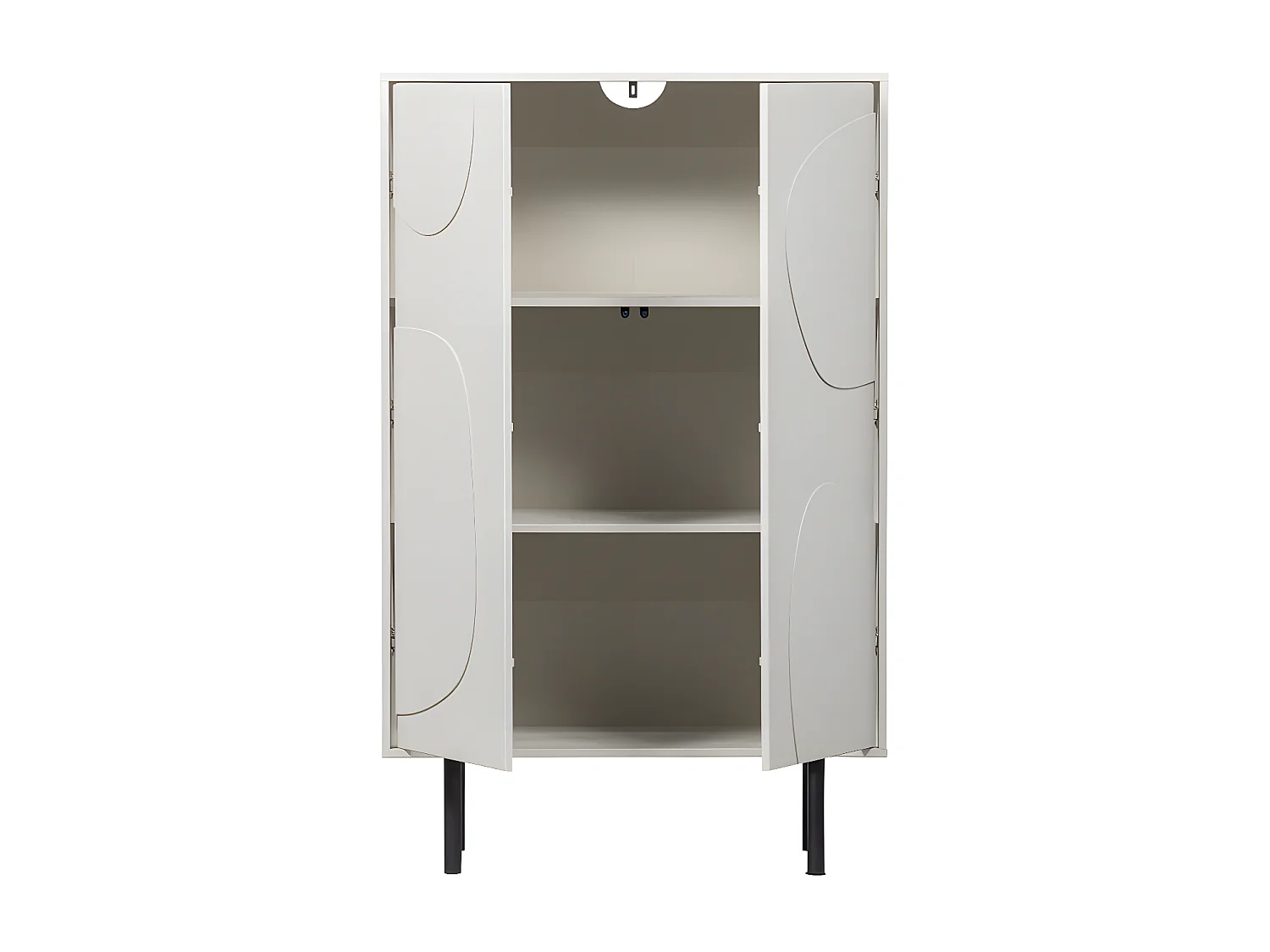 Cadiz - Buffet haut 2 portes en bois H135cm - Grège