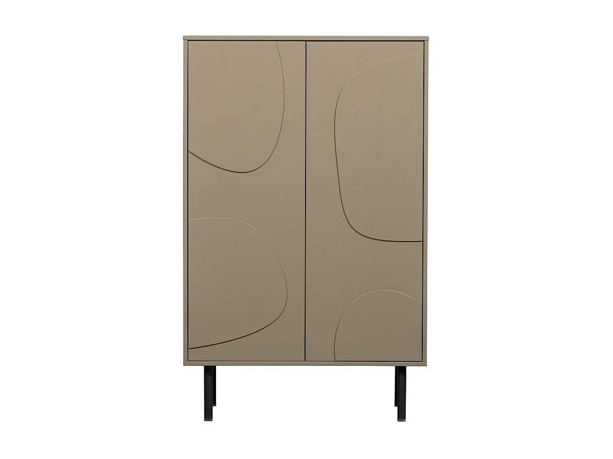Cadiz - Buffet haut 2 portes en bois H135cm - Beige
