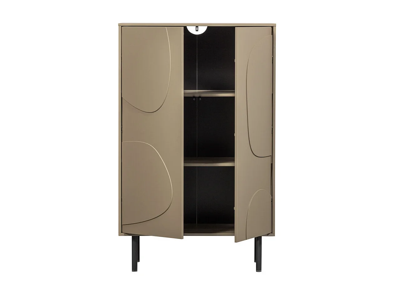 Cadiz - Buffet haut 2 portes en bois H135cm - Beige