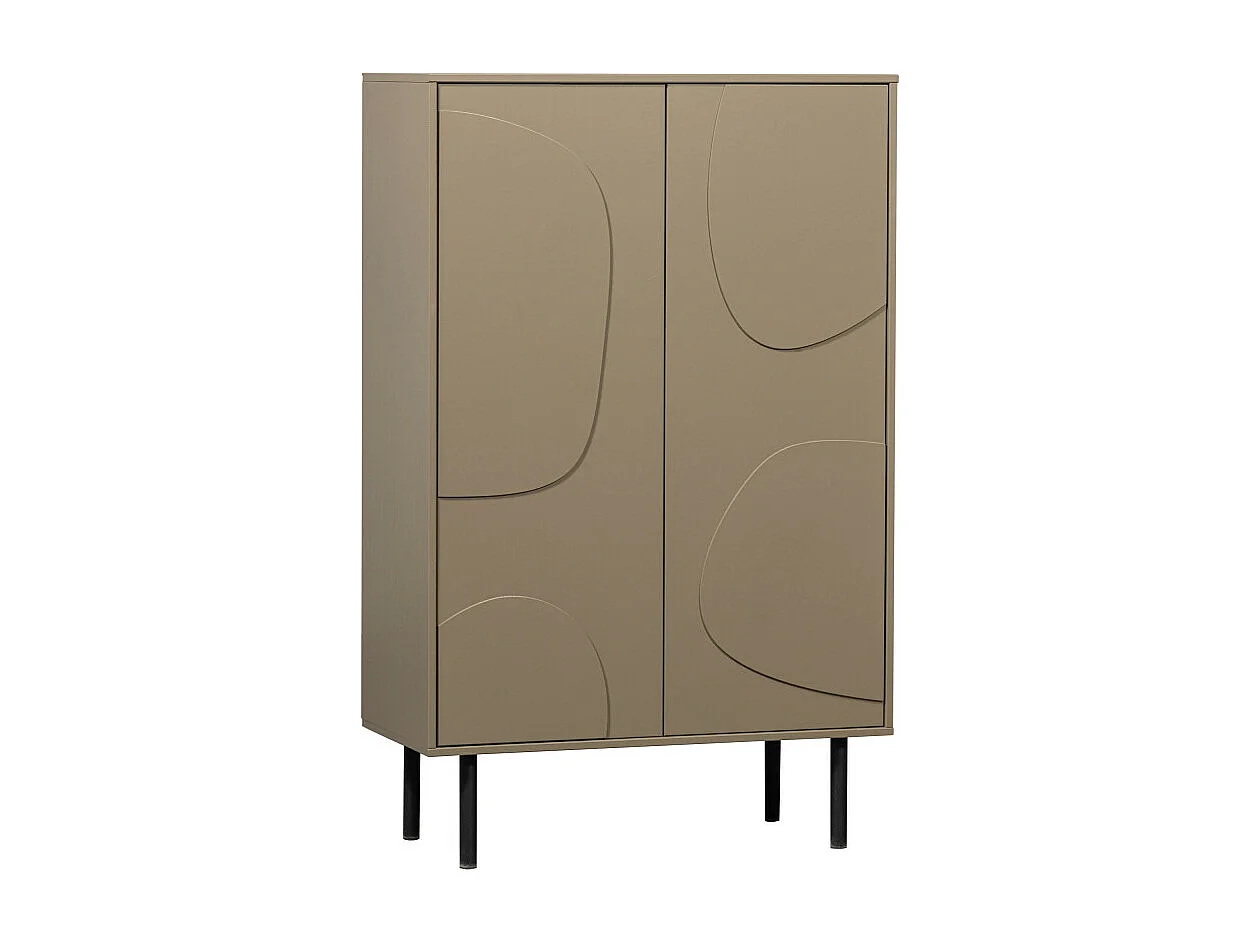 Cadiz - Buffet haut 2 portes en bois H135cm - Beige
