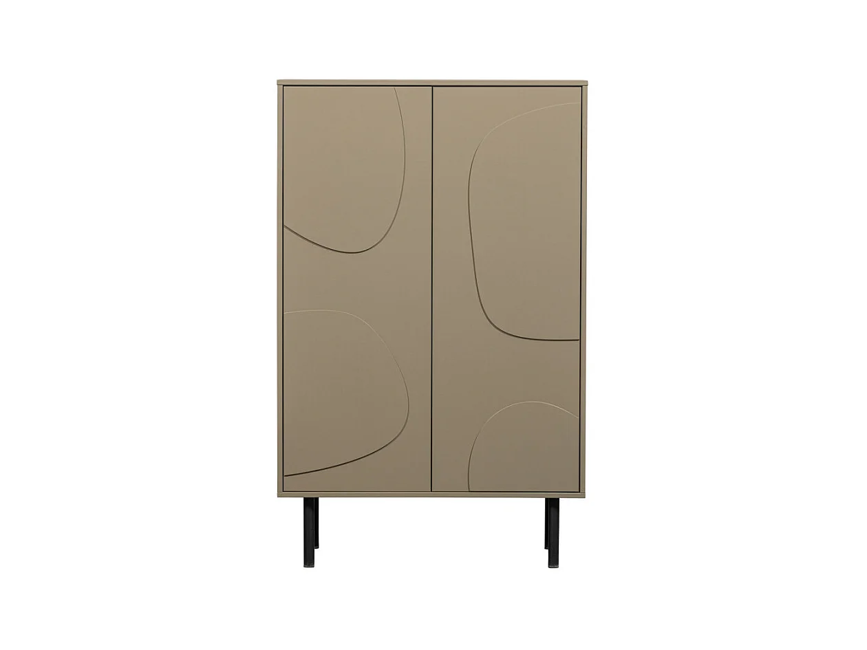 Cadiz - Buffet haut 2 portes en bois H135cm - Beige