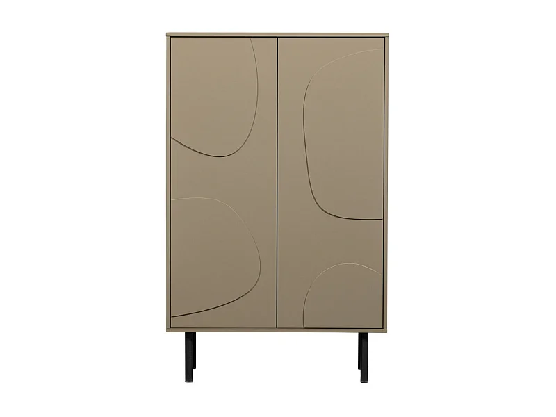 Cadiz - Buffet haut 2 portes en bois H135cm - Beige
