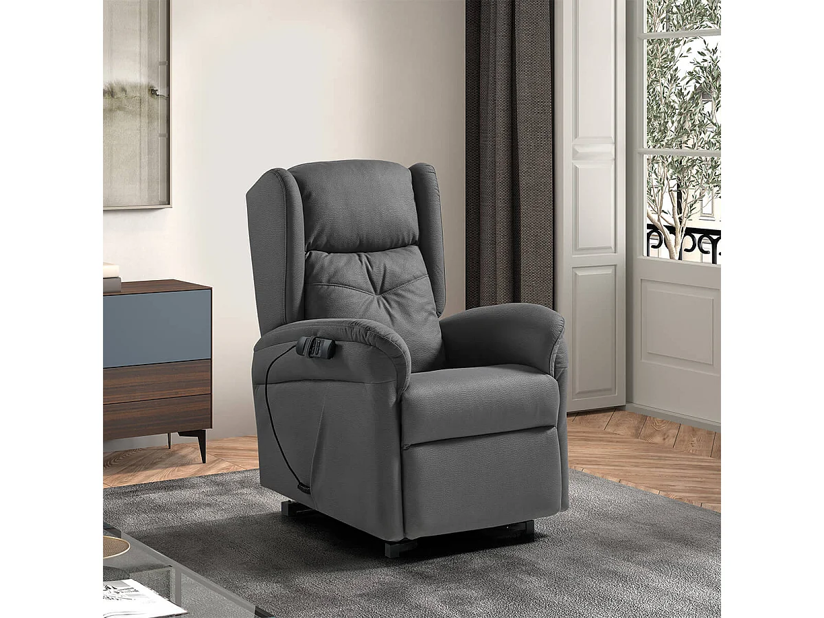DONOSTIA - Fauteuil Relax Releveur Electrique Gris Foncé Tissu Waterproof