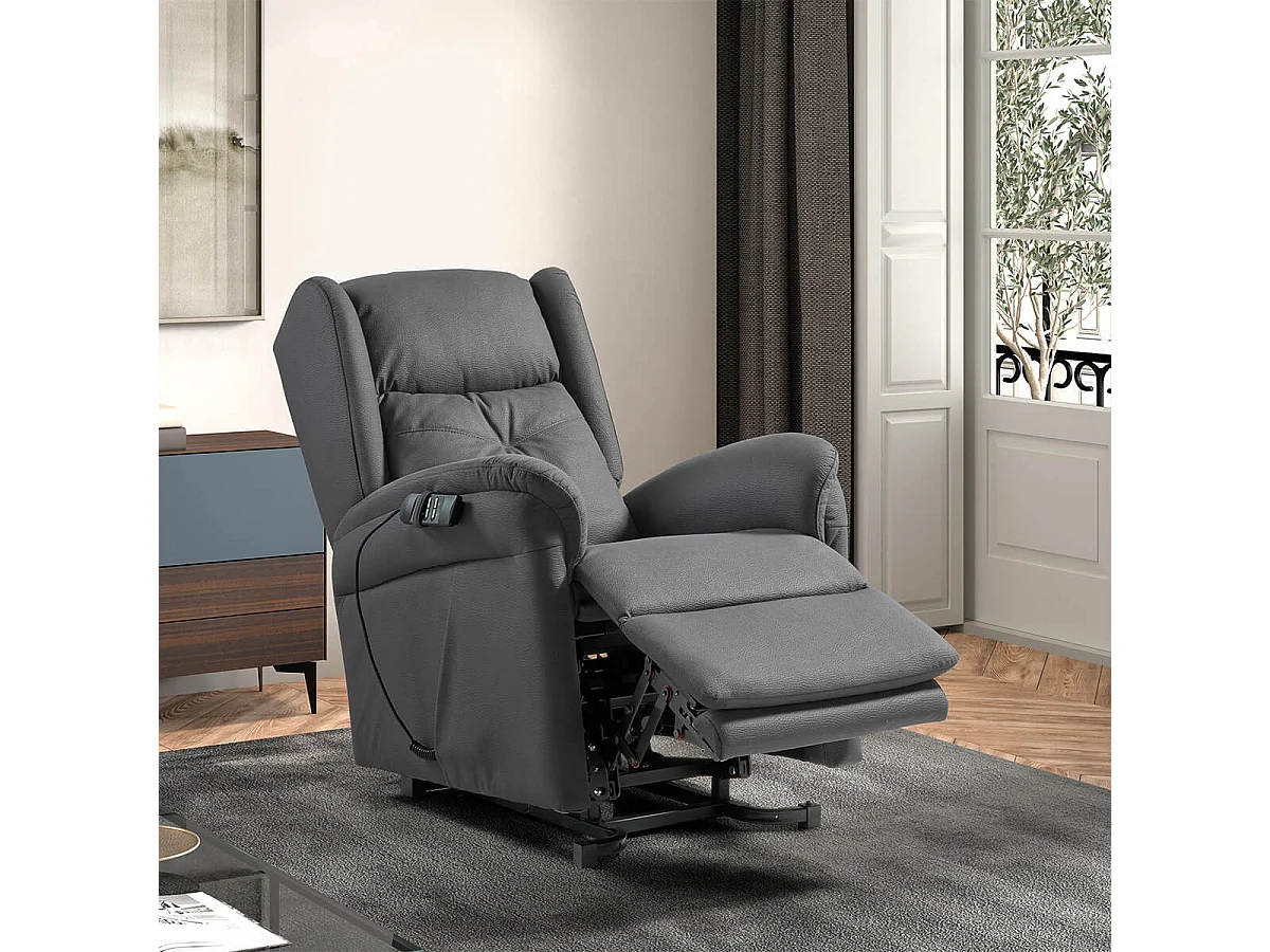 DONOSTIA - Fauteuil Relax Releveur Electrique Gris Foncé Tissu Waterproof