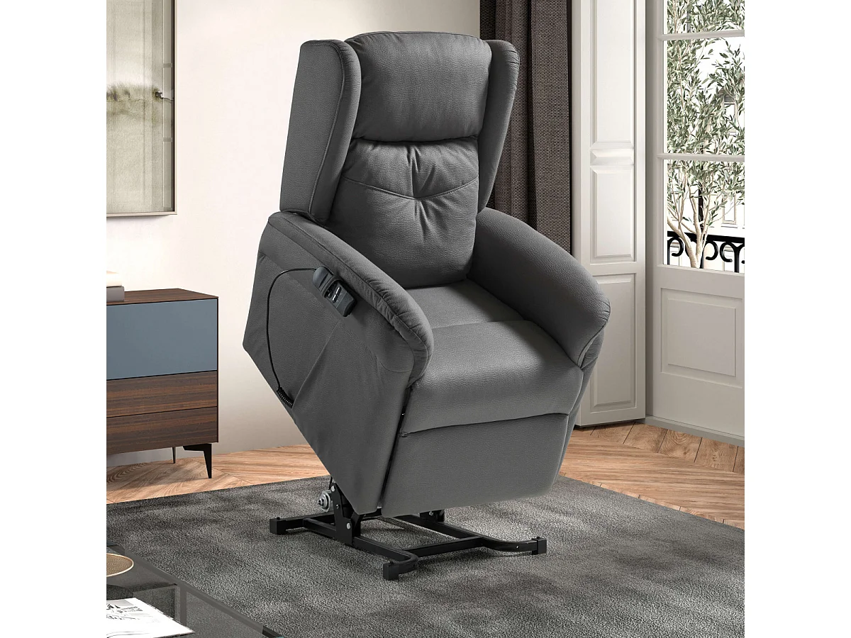 DONOSTIA - Fauteuil Relax Releveur Electrique Gris Foncé Tissu Waterproof