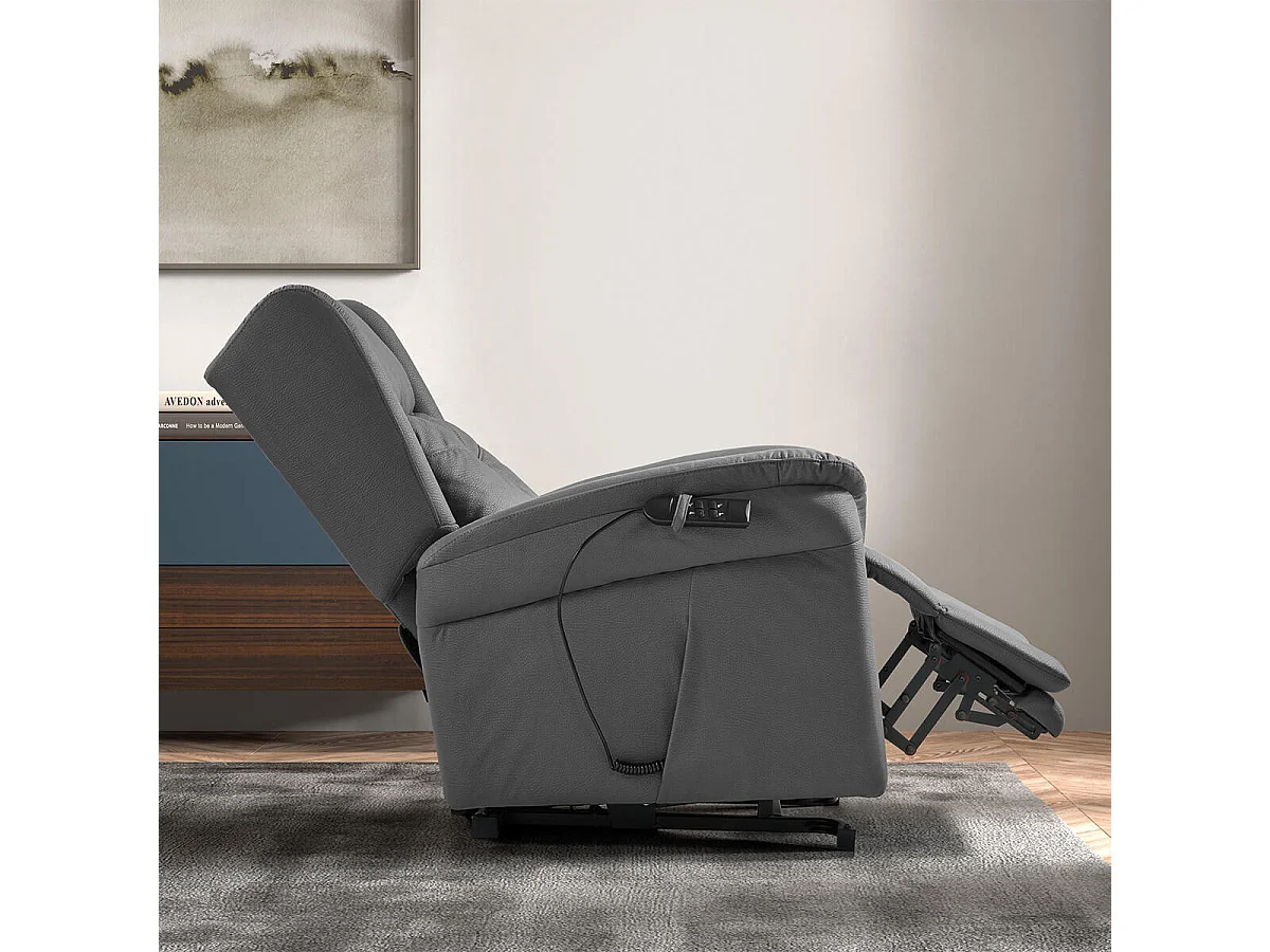 DONOSTIA - Fauteuil Relax Releveur Electrique Gris Foncé Tissu Waterproof