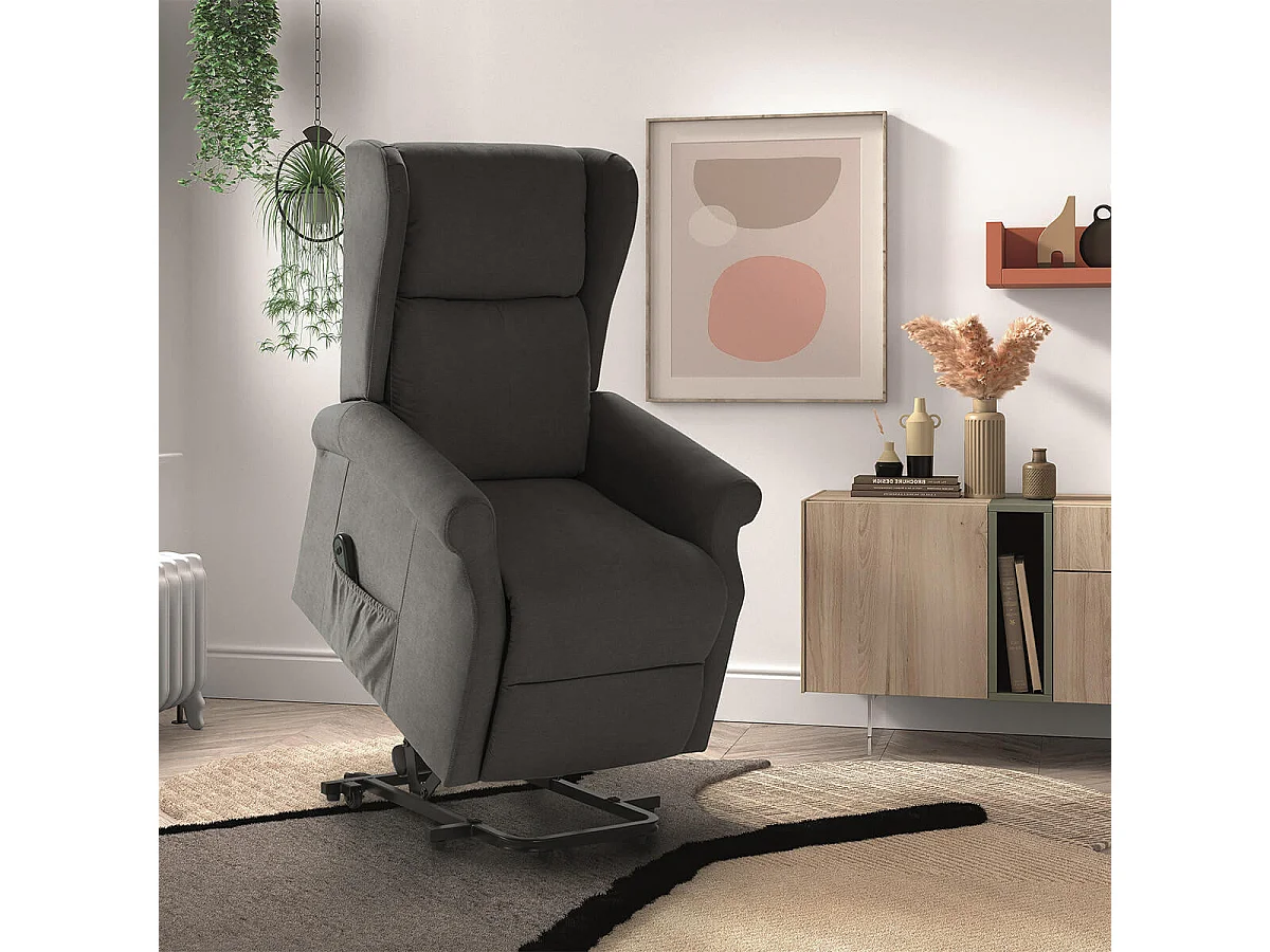 ANDORA - Fauteuil Relax Releveur Electrique Tissu Gris Foncé