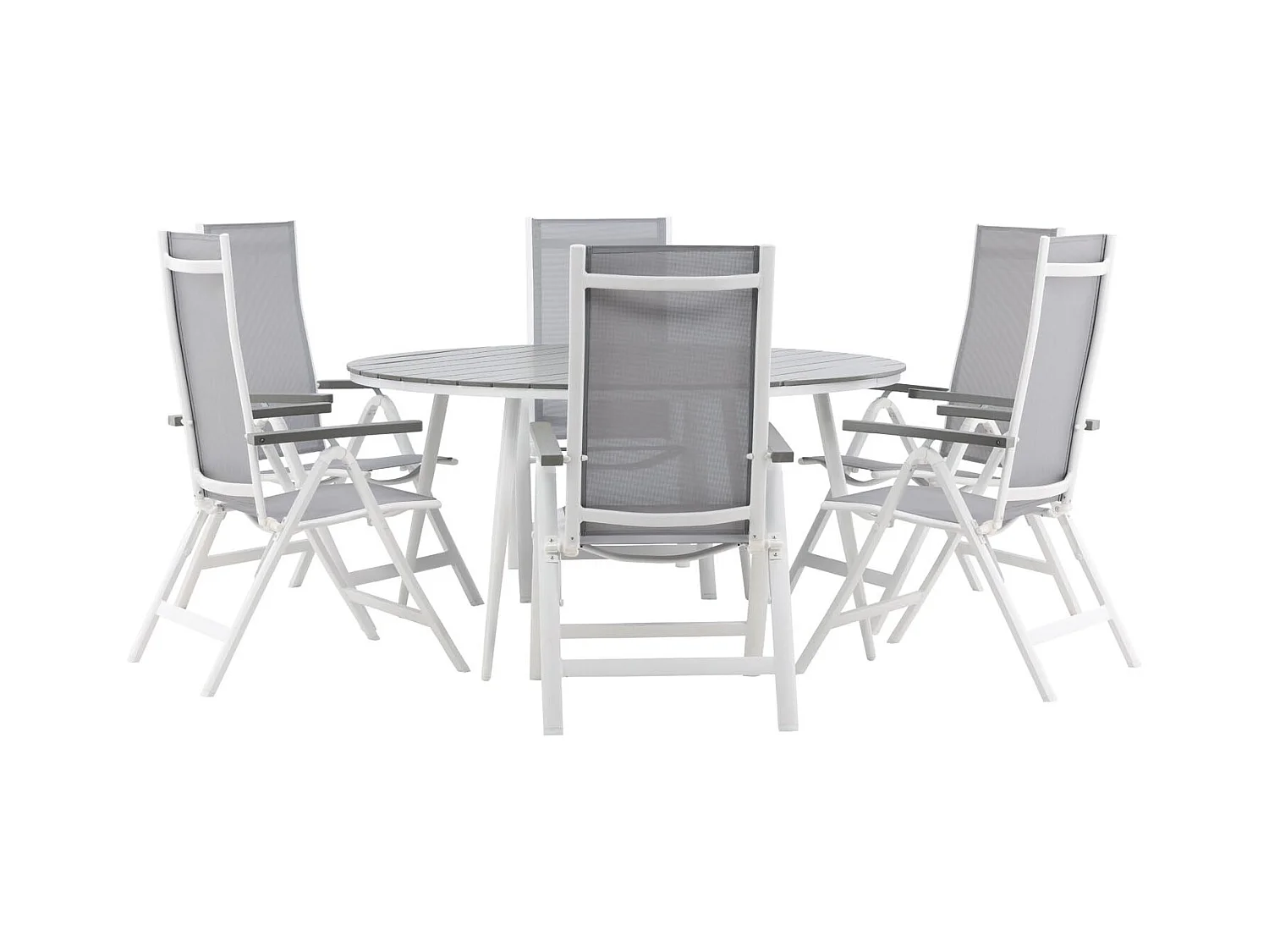 Break tuinmeubelset tafel 150x150cm, 6 stoelen Albany, grijs,grijs.
