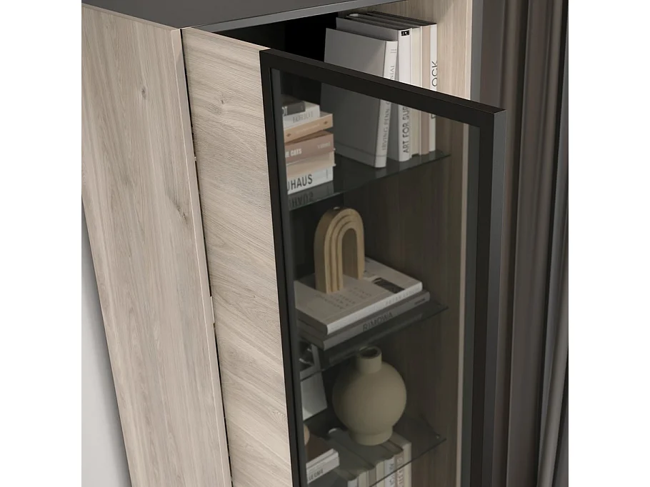 Vitrina básica de diseño en negro y roble