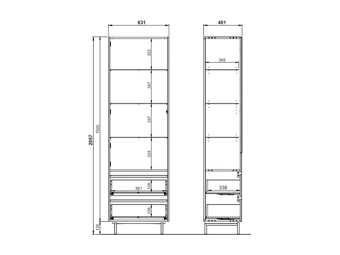 Vitrina básica de diseño en negro y roble