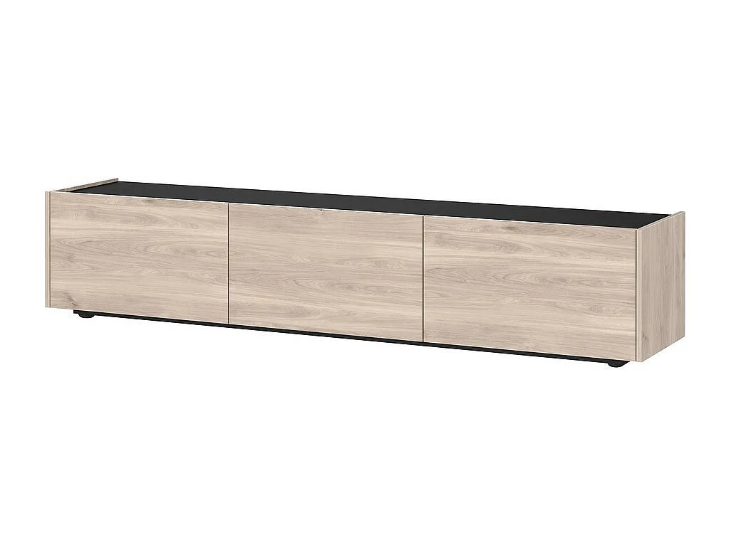 Meuble TV design noir et aspect chêne 184 cm Basic