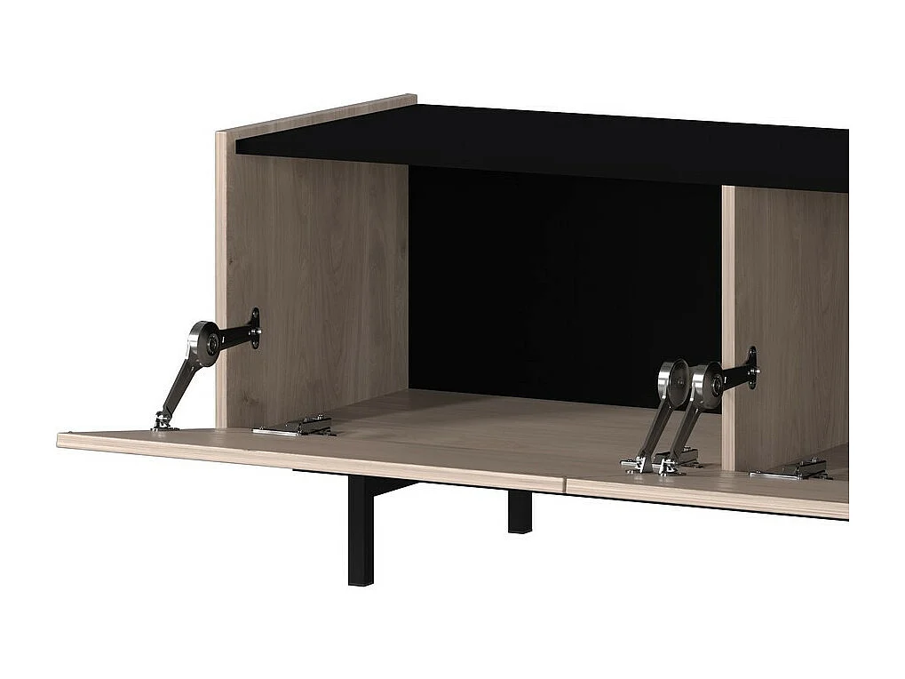 Meuble TV design noir et aspect chêne 184 cm Basic