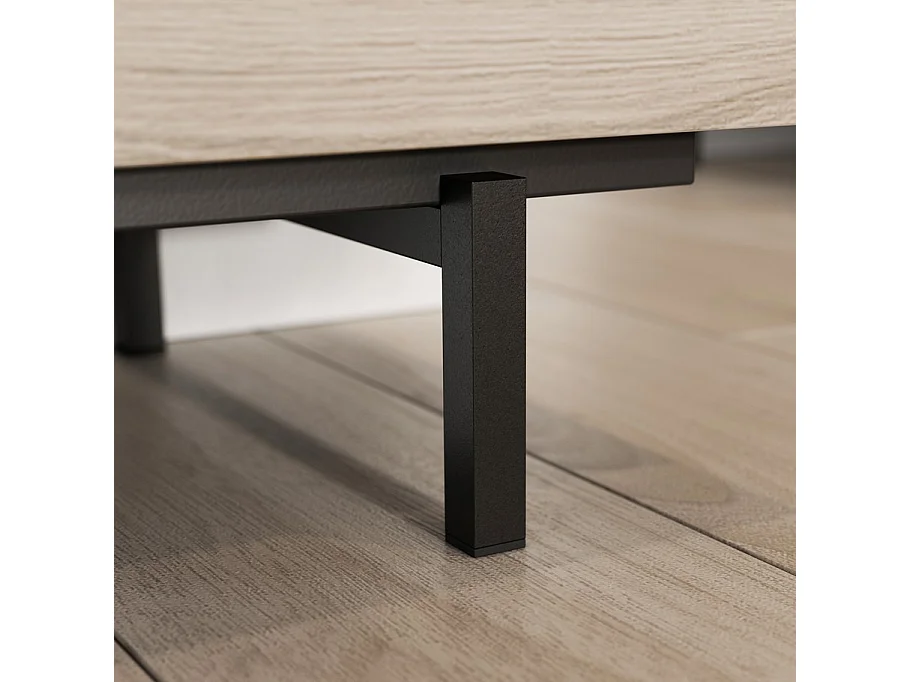 Meuble TV design noir et aspect chêne 184 cm Basic