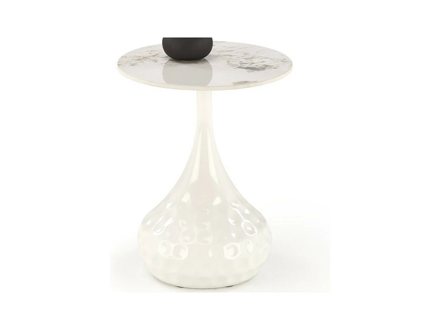 Table d'appoint blanche design en métal et plateau aspect marbre Young