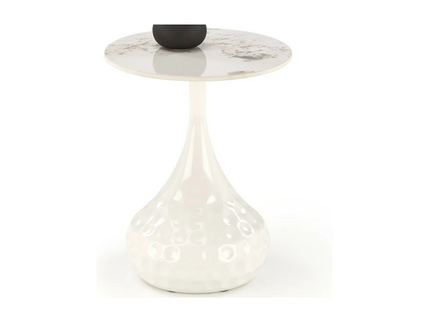 Table d'appoint blanche design en métal et plateau aspect marbre Young
