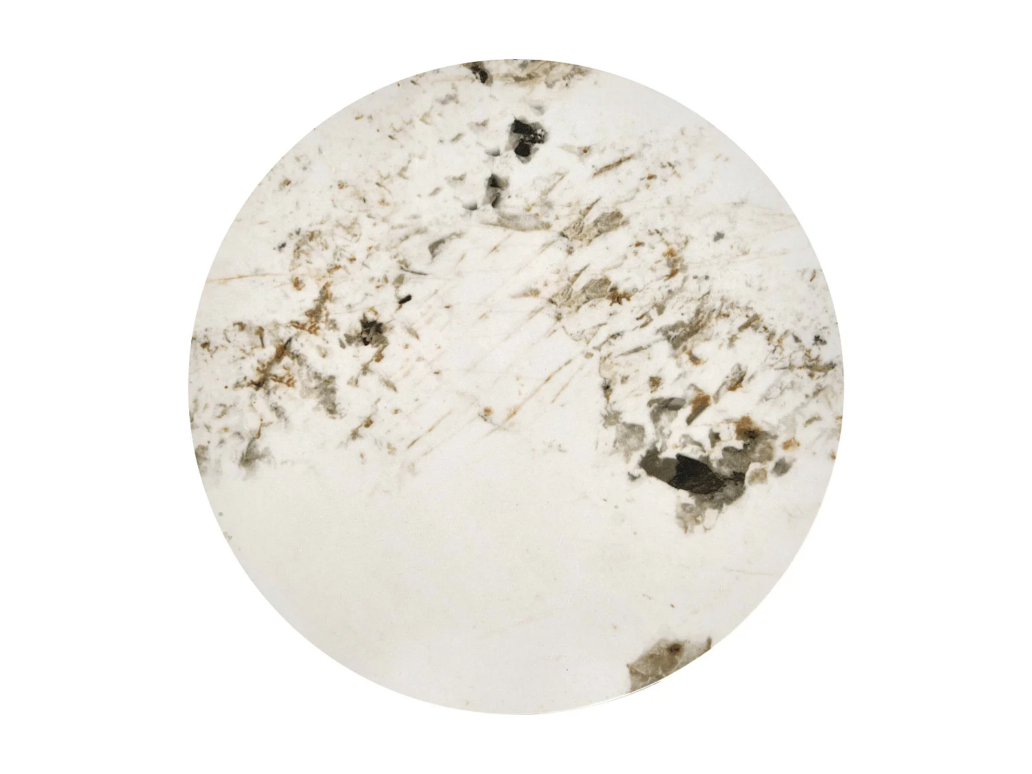 Table d'appoint blanche design en métal et plateau aspect marbre Young