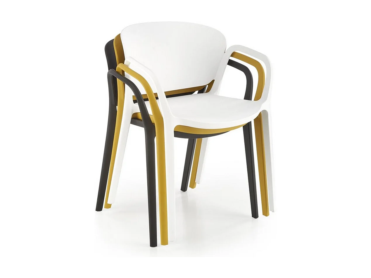 Lote de 4 sillas de diseño Romer de polipropileno blanco